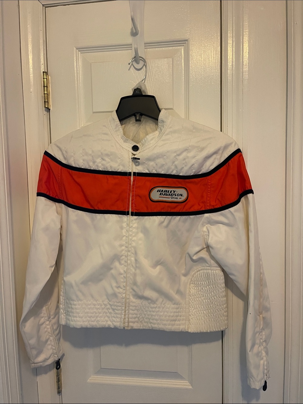Harley-Davidson White and Orange Racing Stripe Jacket